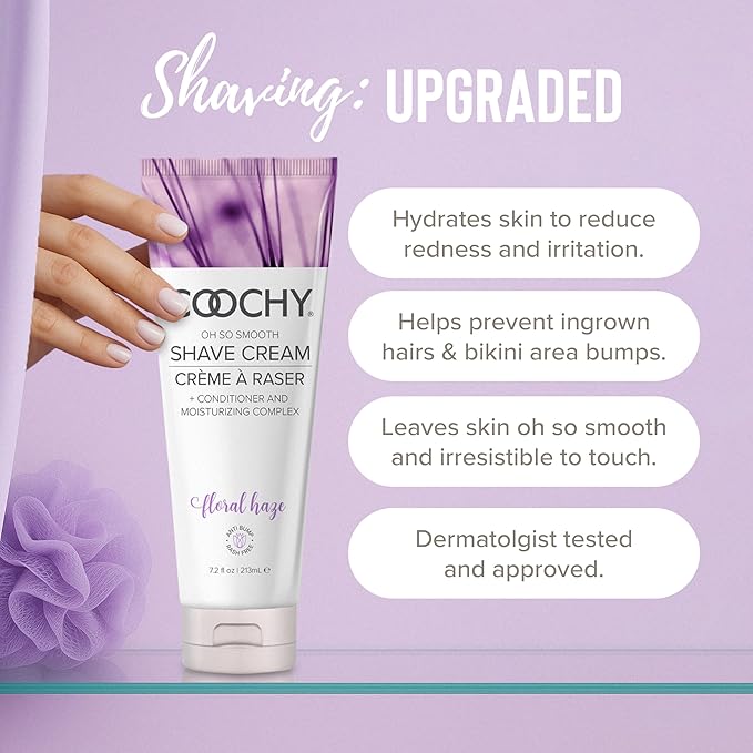 Coochy Intimate Shaving Cream | Shave Conditioner & Moisturizer for Face & Body | Ideal for Sensitive Skin Care, Anti-Bump | Floral Haze, 12.5 oz