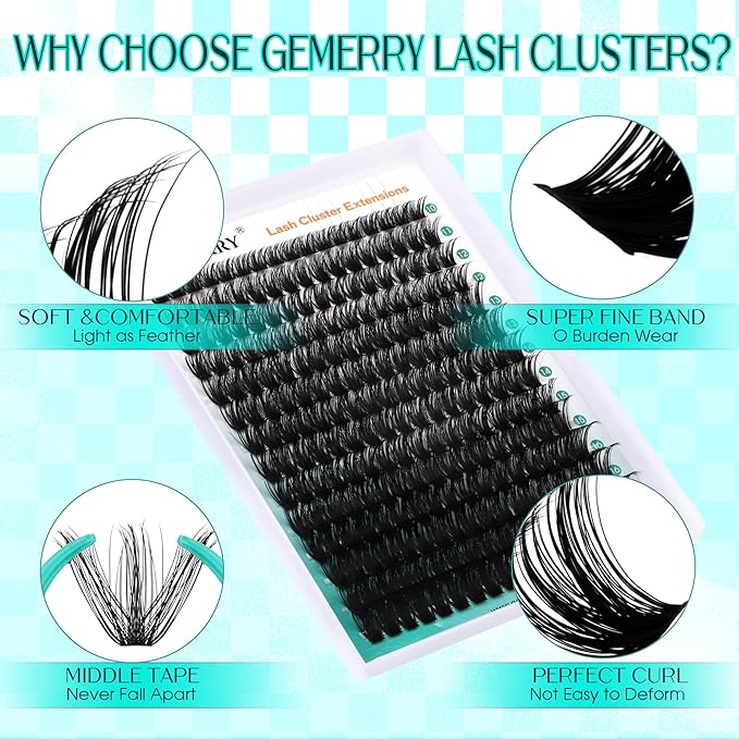Eyelash Clusters Fluffy Lash Clusters Thick 280pcs Cluster Eyelash Extensions DIY At Home Individual Lashes Cluster Lashes by GEMERRY（80P-15-20mm)