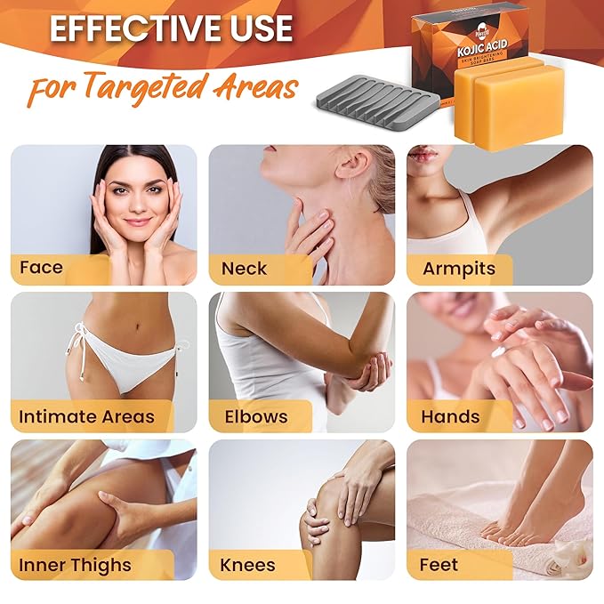 Perfecto Kojic Acid Soap Bar for Hyperpigmentation - All-Natural Kojic Acid Turmeric Bars - Can Reduce Dark Spots - Skin Soap with Vitamin C, Retinol, Collagen -100g x 2 Bars