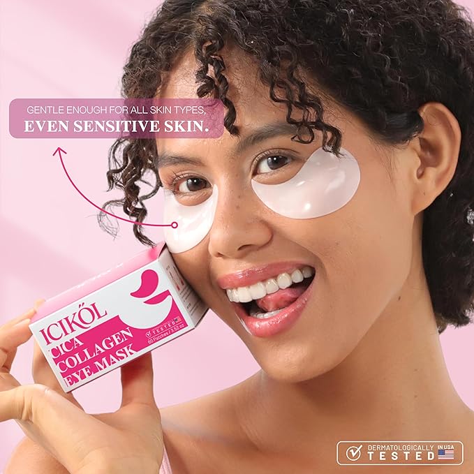 ICIKOL Under Eye Patches with Collagen, Eye Patches for Puffy Eyes and Dark Circles, Glowing - Deep Hydrating Hydrogel Eye Mask for Wrinkles, Fine Lines, Gifts for Women - Skin Care, 30 Pairs (White)