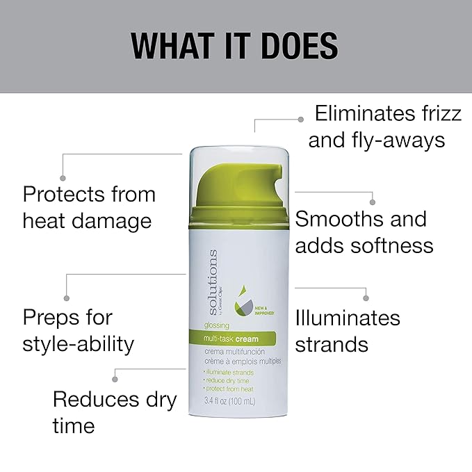 GREAT CLIPS Solutions Glossing Multi-Task Cream, 3.4oz | Taming Frizz & Fly-aways | Smooths & Softens Hair