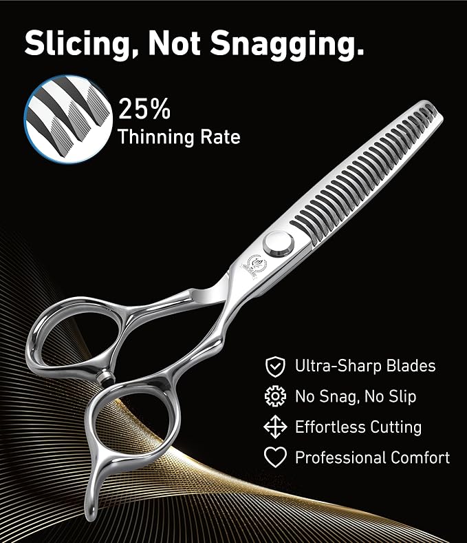 Fenice Peak 6 Inch 23 Teeth Professional Hair Thinning Scissors, VG10 Japanese Steel Texturizing & Blending Shears for Barbers, Salon Stylists & Home Use, CNC Precision Sharpened