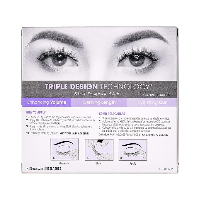 KISS Lash Couture Triple Push Up Collection, 3D Volume False Eyelashes with Triple Design Technology, Multi-Angles & Lengths, Cruelty-Free, Contact Lens Friendly, and Reusable, Style Corset, 1 Pair