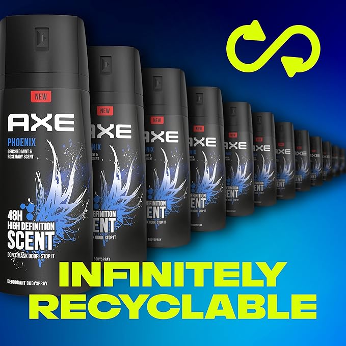 Axe Body Spray Deodorant For Long Lasting Odor Protection, Phoenix Deodorant For Men Formulated Without Aluminum 4oz 4 Count