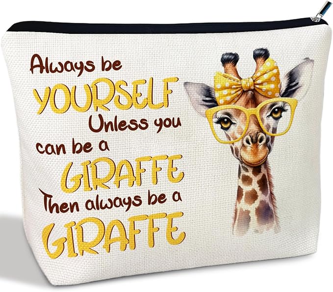 CLHHM Giraffe Gifts for Women, Giraffe Makeup Bag, Always be Yourself Unless You Can be a Giraffe Then Always be a Giraffe Gifts for Daughters Giraffe Lovers Mom, Grandma, Aunt, Sister