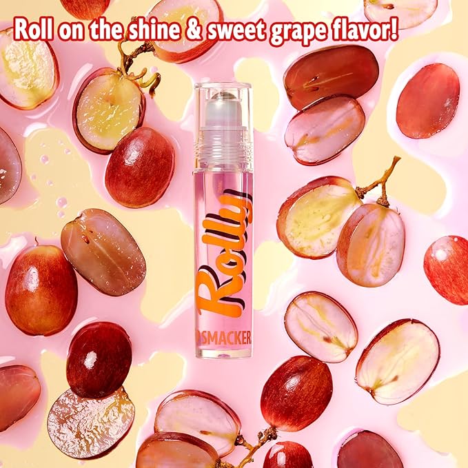 Lip Smacker Rolly Lip Gloss, Classic Roller-Ball Design for a Cooling Sensation, Hydrating & Moisturizing Shine - Grape