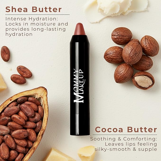 Mommy Makeup Triple Sticks Lipstick, Cream Blush & Treatment All-In-One with Shea & Cocoa Butter - Soft & Creamy Moisturizing Lip Crayon For Lips & Cheeks (Ginger Spice)