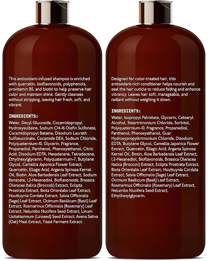 DEL SUR Color Safe Shampoo and Conditioner Set | 16 fl oz Each | with Camellia Japonica, Quercetin & Biotin | Color Protecting, Hydrating & Anti Frizz Care for Color Treated Hair