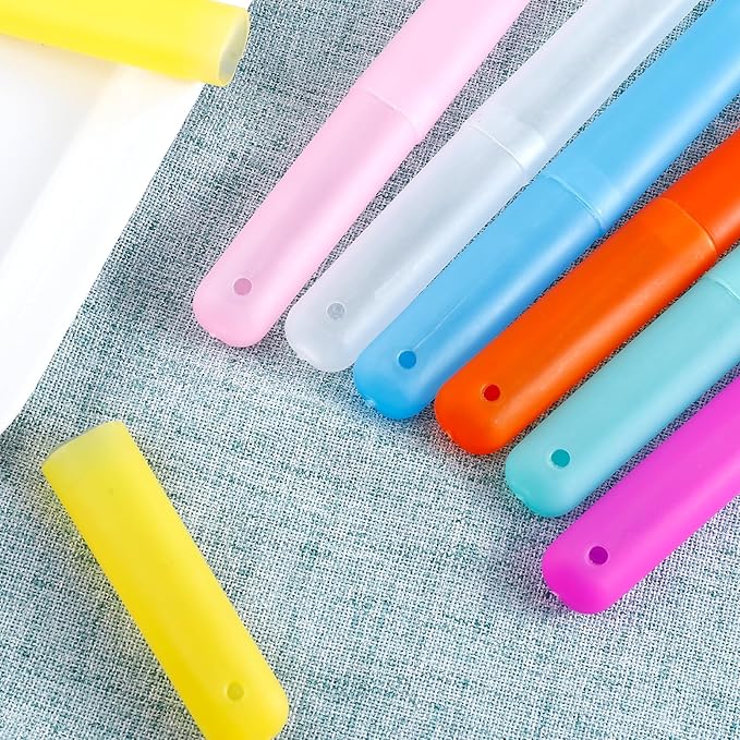 40 Pieces Travel Toothbrush Case Holder, Portable Plastic Breathable Toothbrush, Plastic Container for Travel, School, Home, Camping, Indoor, Outdoor (7 Assorted Colors)