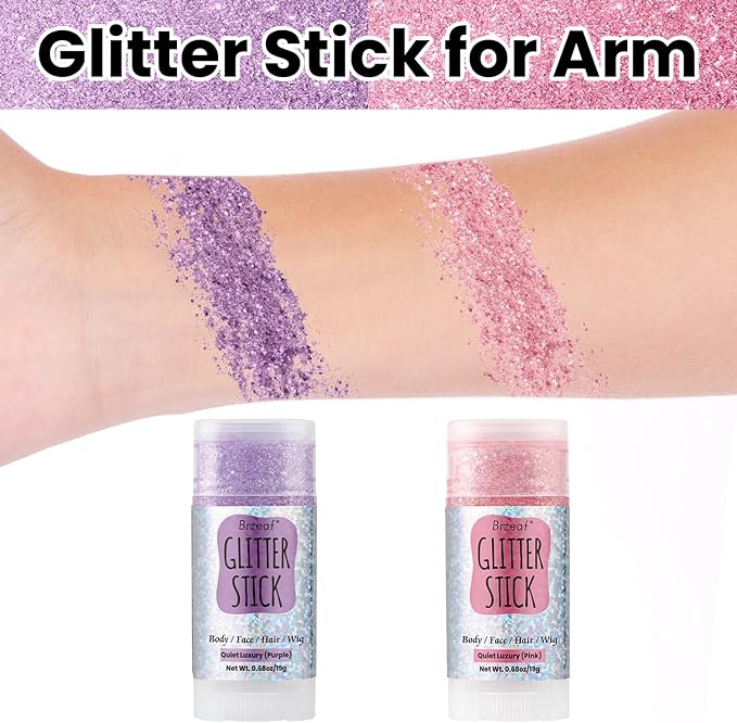 Brzeaf Fairy Costume Body Face Glitter, Shimmery&Long Lasting, Waterproof Chunky Glitter for Face/Body/Hair/Eyes, Singer Concert Music Rave Festival