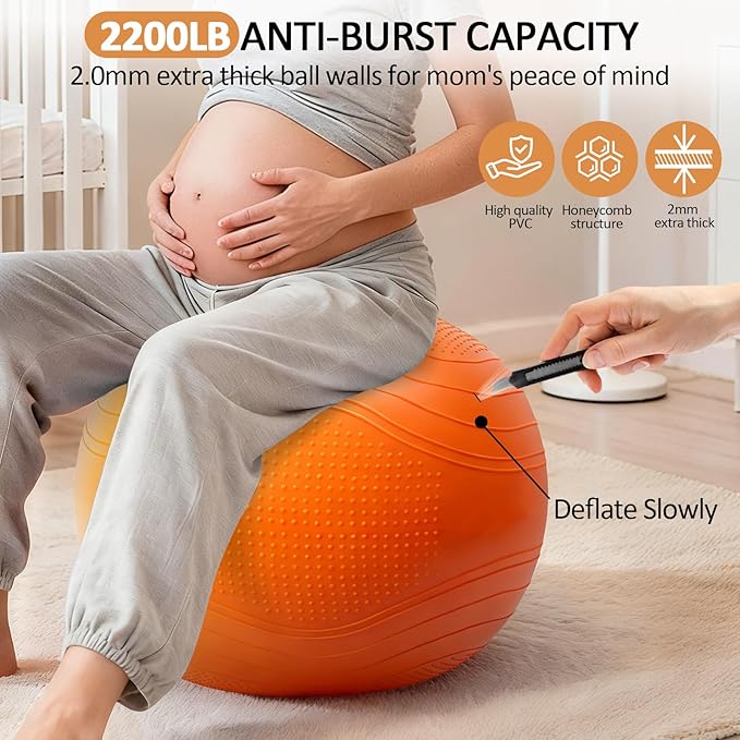 Gruper Yoga Ball, Multiple Sizes Non Slip Exercise Ball for Workout, Birthing, Balance, Stability, Pregnancy, 2200LB Capacity, Anti Burst Chair for Home and Office, Includes Quick Pump & Fitness Guide