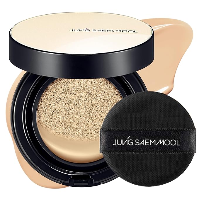 JUNG SAEM MOOL Essential Skin Nuder Cushion | Natural Finish, Buildable Coverage Cushion Foundation by Korean Makeup Artist (Refill Not Included, 0.49 Fl Oz), 19W Light