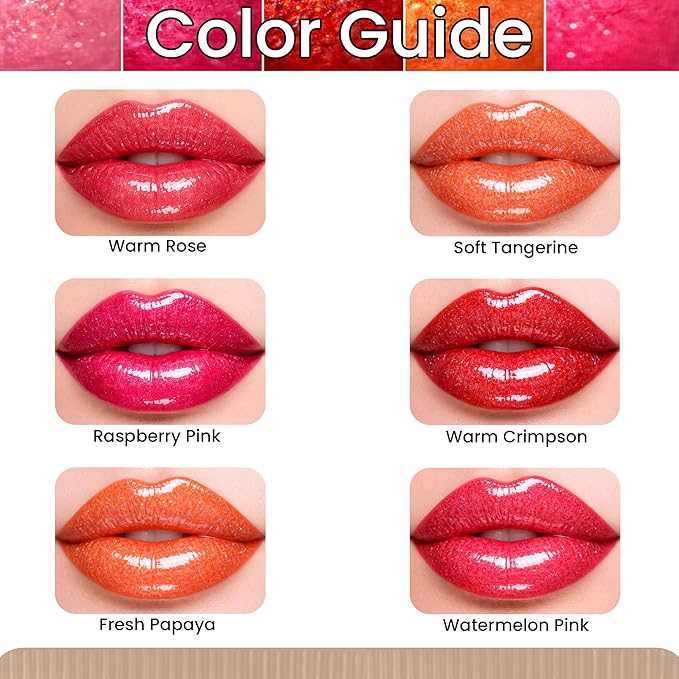 Raizey Ultra Glossy Wet Look Lipgloss, High Pigment Shine, Waterproof and Long-Lasting Lip Cream - Fruity Lip Color-Shine Lip Oil with Glimmer (12 ml) (Warm Crimpson)