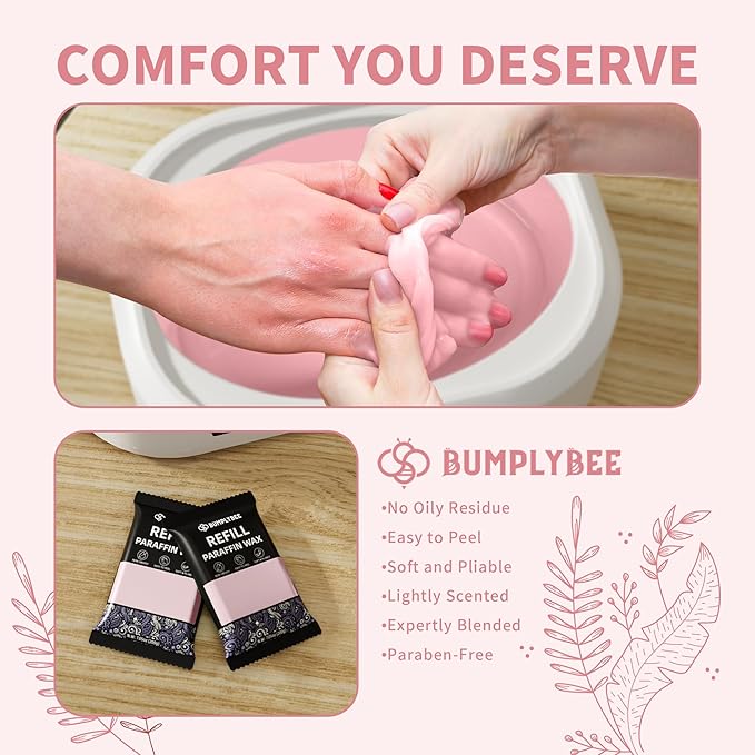Paraffin Wax Kit - 10 Packs Peach Scent Paraffin Wax Refills with Silicone Brush, Skin Moisturizing, Non-Greasy, Easy-Peeling