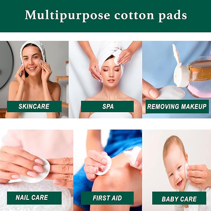 BeYOUtiholics Premium 100% cotton pads, 200 rounds - Skincare, Baby, Cleansing, Gentle & soft, Hypoallergenic, Extra absorbent & Lint free.