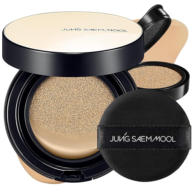 JUNG SAEM MOOL Essential Skin Nuder Cushion | Natural Finish, Buildable Coverage Cushion Foundation by Korean Makeup Artist (Refill Included, 0.98 Fl Oz, SPF 50), 23 Medium Deep