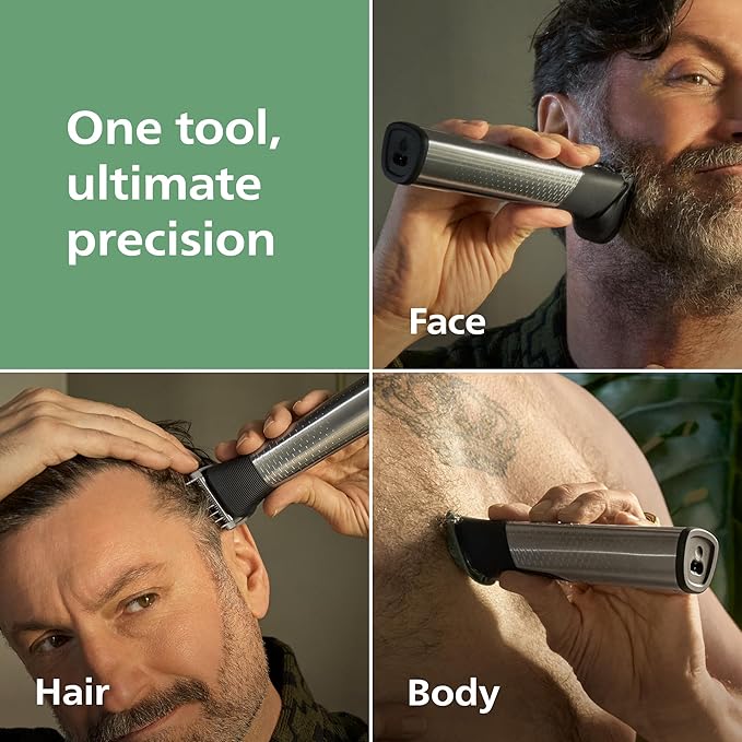 Philips Norelco All-in-One 9000 Series 25-Piece Trimmer - Electric Shaver and Clipper for Face, Beard, Head & Body, Self-sharpening Full Metal Blades, 27 Length Settings (0.5-20 mm), MG9580/40