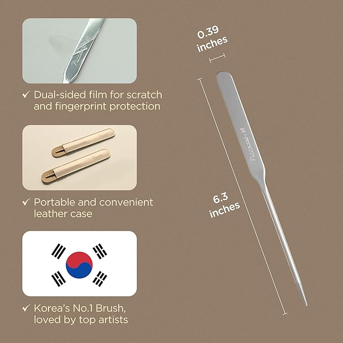 Piccasso Brush Makeup Spatula + Sponge 2P Set – Professional Makeup Tools with Precision Spatula and 2 Soft Sponges, Ideal for Blending Foundation, Cream, or Liquid Makeup, Genuine Korean Product