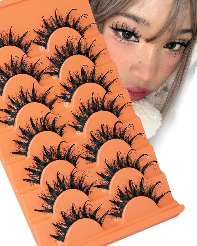 Manga Lashes Natural Look Spiky False Eyelashes Fluffy D Curl Wispy Lashes 3D Volume Anime Lashes with Spikes for Cosplay Party Wet Lashes Look by JIMIRE