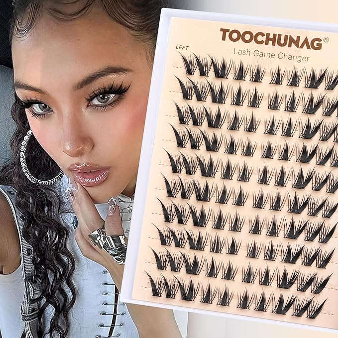 Cat Eye Lash Clusters Manga Eyelash Clusters Left&Right Lash Extensions 100pcs DIY Cluster Eyelash Extensions C Curly Wispy Individual Cluster Lashes with Thin Band by TOOCHUNAG