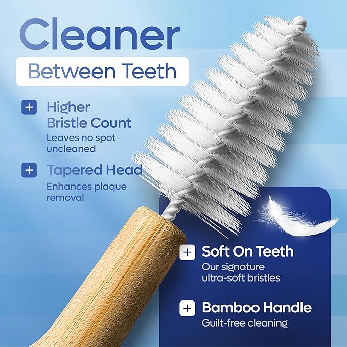 SmartLifeco Bamboo Interdental Brushes (10 Count) - Eco-Friendly Proxabrush, Reusable Dental Picks, Flexible Soft Bristles, Superior Gum & Teeth Cleaning, Toothpicks for Braces, PikStik - Wide Gaps