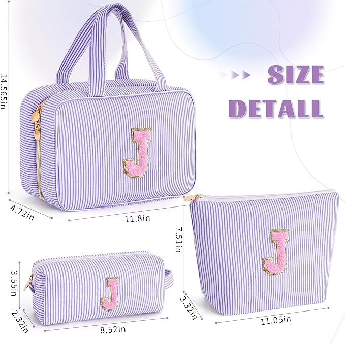 Fystdtote Birthday Gift for Girls Toiletry Bag Makeup Bag Cosmetic Bag Teacher Gifts for 3 4 5 6 7 8 9 10 11 12 13 Year Old Girls - Lavender,J