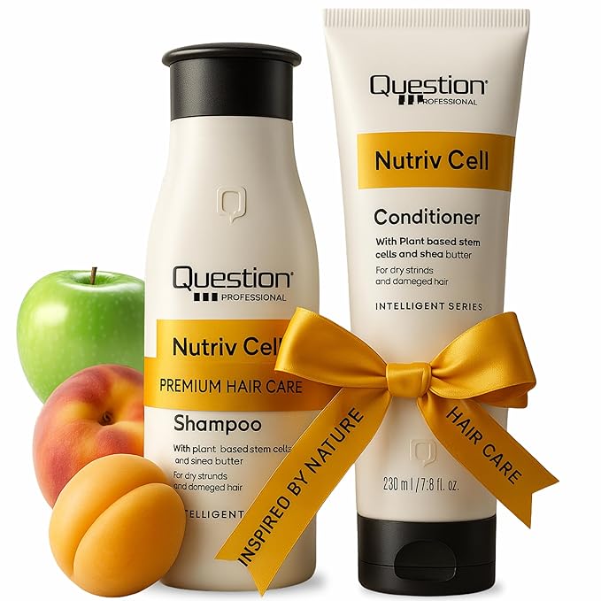 Sulfate-Free Shampoo and Conditioner Set for Dry & Damaged Hair – Deep Repair with Shea Butter & Plant-Based Stem Cells – Frizz Control & Moisture Boost – Set 2 | 11.16 + 7.8 fl oz