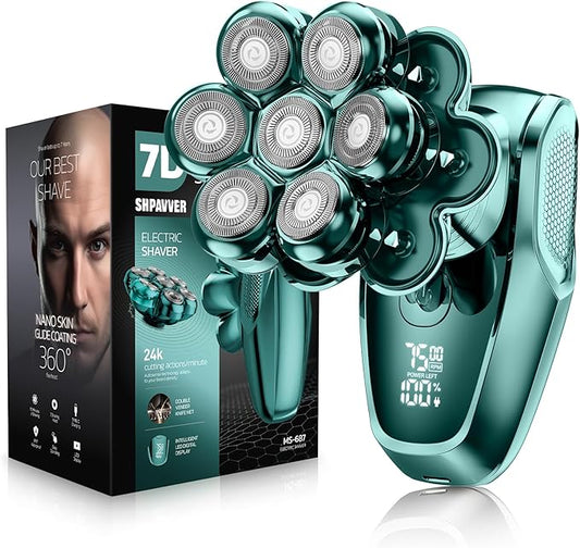 SHPAVVER Head Shavers for Bald Men: 7D Detachable Bald Shavers- IPX7 Waterproof Wet Dry Electric Razor for Balder-LED Display Type C Charger