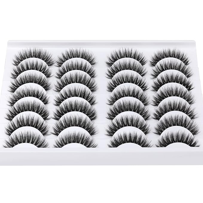 ALICROWN Short Eyelashes Natural Look False Lashes Mixed Lightweight Fuzzy Handmade Soft Volume 14 Pairs Faux Mink Pack