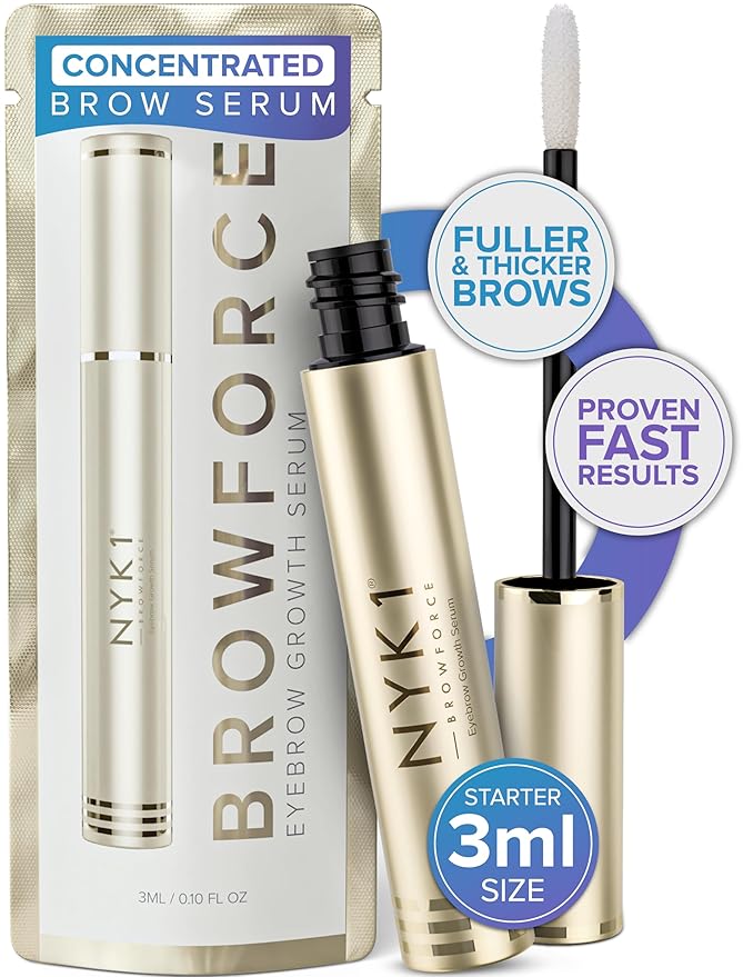 NYK1 CONCENTRATED Eyebrow Growth Serum For Thicker Brows (3ml) BrowForce Eyebrow Serum To Grow Brows For Fuller Thicker Natural Brow - Advanced Eye Brow Growth Serums Formula For Eyebrows Regrowth