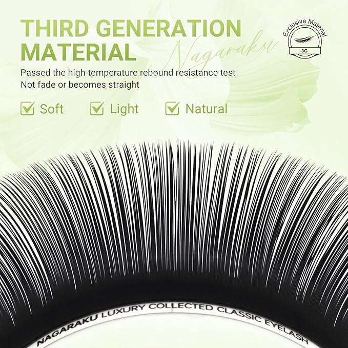 NAGARAKU Individual Eyelash Extensions, Luxury Collected Classic Single Lashes Upgraded 3rd Generation Soft Natural Beauty Salon Professional Lash Supplies 16 Rows Matte Black -0.05 C Curl 7mm
