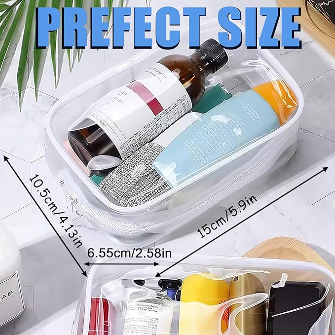 Eilyliafe 12 Pieces Clear Cosmetic Bag, PVC Waterproof Makeup Bags with Zipper, TSA Approved Toiletry Bag for Travel, Transparent Pouches Organizer Storage for Men and Women (White, Small)