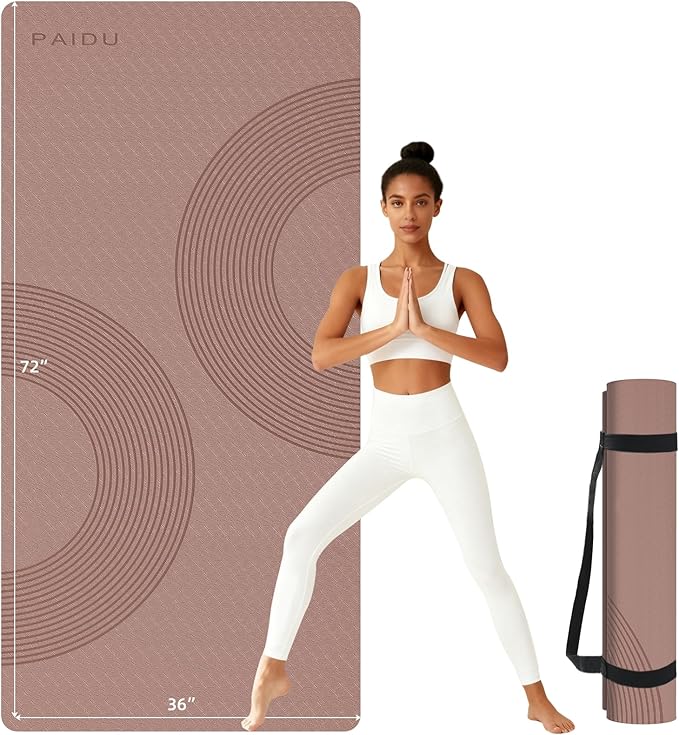 Large Yoga Mat, 72" x 36" x 2/5"（10MM） Thick Non-Slip Exercise Mat, SGS-Certified POE Material, Ideal for Home Gym, Yoga, Pilates, Fitness Workouts & Floor Mat