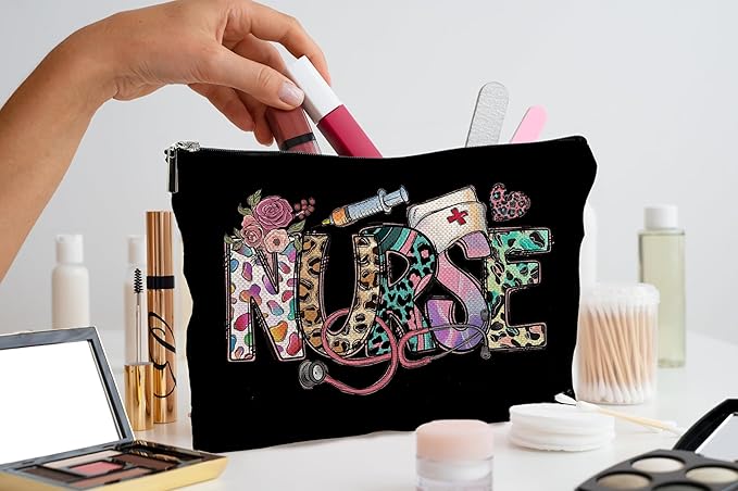 QGFM Nurse Makeup Bags,Nurse Gifts for Women,Nurse Cosmetic Bags With Zipper,Nurse Gifts for Nursing Student,Student Nurse Gifts