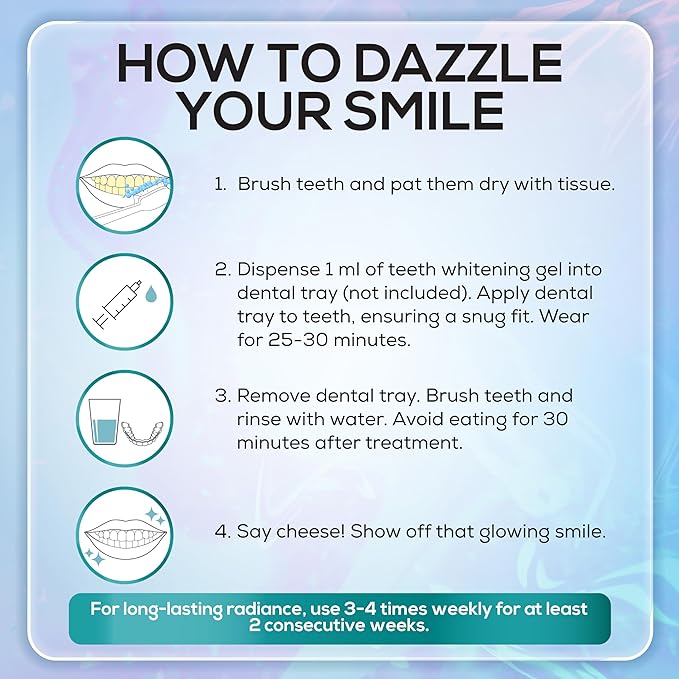 Venus Visage Teeth Whitening Gel Refill Kit Syringes (8 Pack) - 35% Carbamide Peroxide Teeth Whitener - No Sensitivity Teeth Whitening Gel for Trays - Teeth Whitening Kit Syringes for Brighter Smile