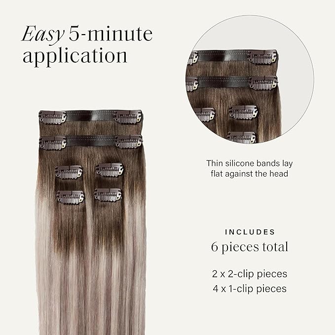 Luxy 100% Remy Human Hair Extensions for Thin Hair Thinning Hair Fill-Ins– 6 Seamless Wefts Multi-Dimensional Color Blend- Natural-Looking Volume & Coverage 50 grams 12