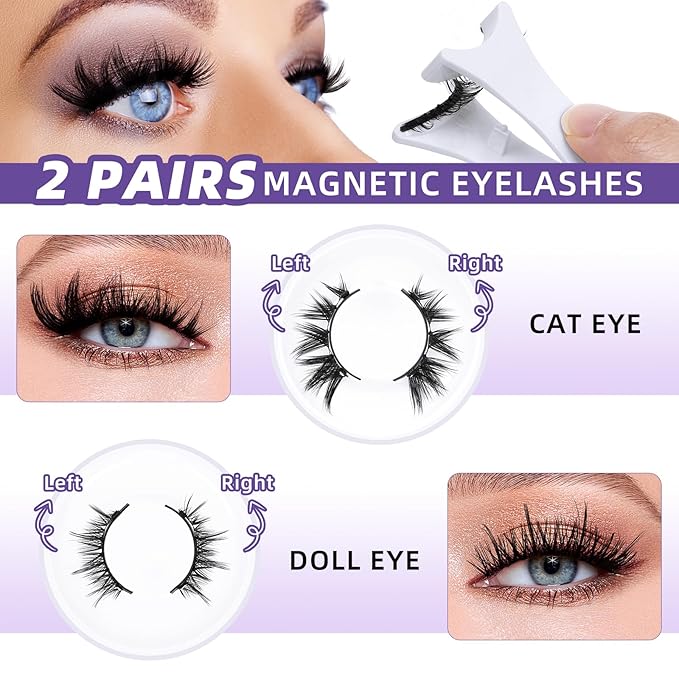 B&Qaugen Magnetic Eyelashes Manga Lashes 2 Pair Lashes Natural Look (CX02)