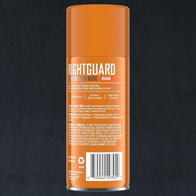 Right Guard Sport Original Scent Deodorant Spray - Aluminum Free Protection Spray Deodorant For Men, Blocks Sweat, 24-Hour Odor Protection, Anti-Stain, & Long-Lasting, 8.5 oz (2 Pack)