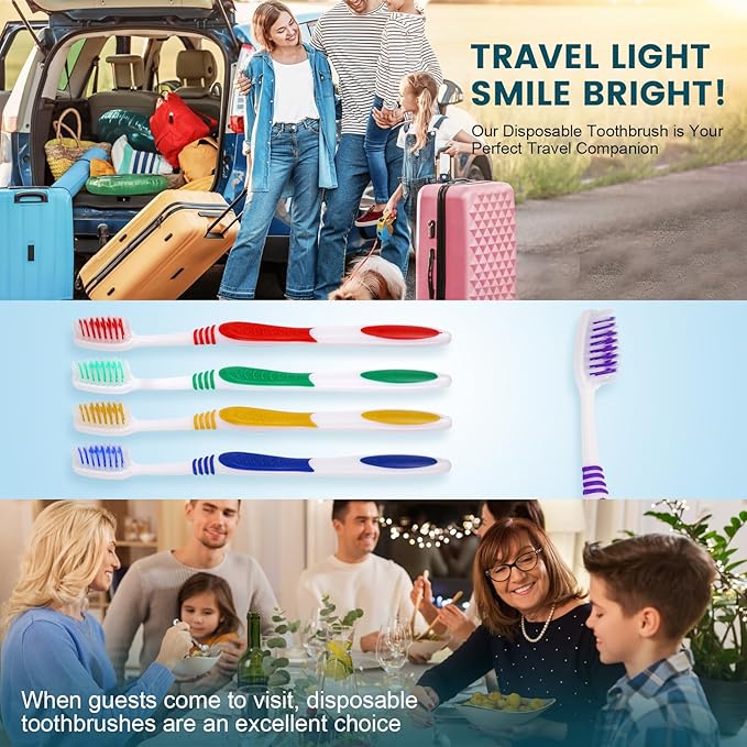 Navona 400 PCS Premium Individually Wrapped Bulk Toothbrush Pack, Disposable Toothbrushes, Kids Toothbrush, Medium Soft Bristle Toothbrushes, Ergonomics Handle, Perfect for Travel Hotel Donation
