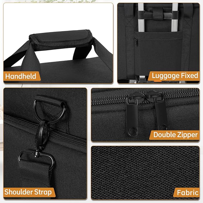 FREEAMG Extra Large Rolling Makeup Case with 4 Removable Pouches, Professional Cosmetic Bag with Wheels, Travel Make up Bag for Makeup Artist Hairstylists Nail with Detachable Trolley