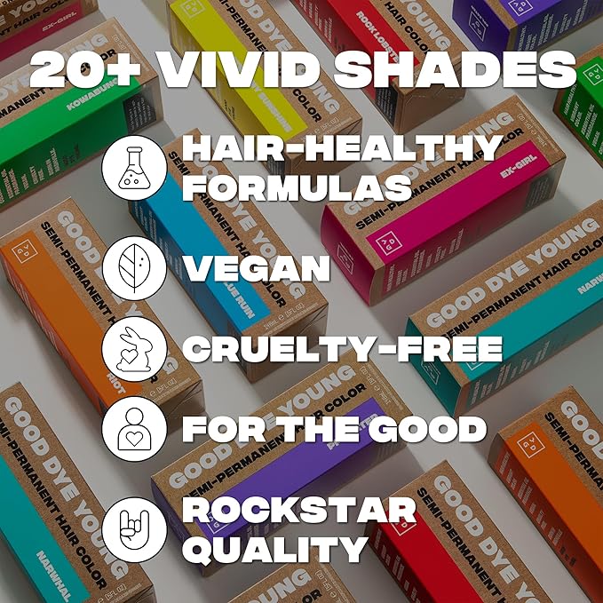 Good Dye Young Semi-Permanent Hair Color, Vegan and Cruelty-Free Hair Dye, Last up to 24 Washes, Non-Damaging Conditioning Hair Color (5FL OZ, Limelight)