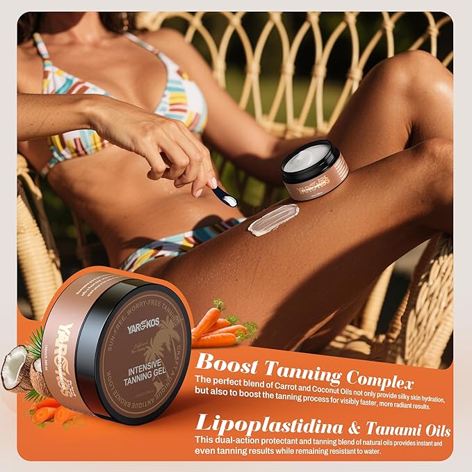 Intensive Tanning Gel, Self Tanner Tanning Lotion, Browning & Bronzing Tan Accelerator, Sunless Tanner for Fake Tan for Women Men, Gradual Tanning Moisturizer, Coconut Aroma, 3.38 Fl Oz