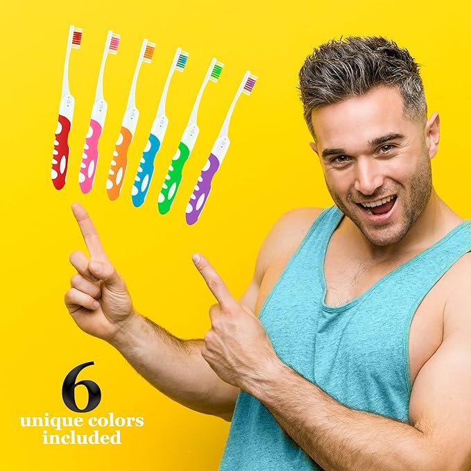 Bulk Portable Toothbrushes, Individually Wrapped, Manual Disposable Travel Toothbrush Set for Adults, Medium Soft Large Head, Multi Color Travel Toothbrush Kit (100 Pack - Medium)