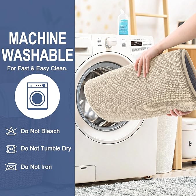 OLANLY Toilet Rugs U-Shaped 24x20, Extra Soft Absorbent Thick Memory Foam Contour Bathroom Rugs, Dry Quickly, Machine Washable, Non-Slip Toilet Bath Mat, Home Decor Accessories, Beige