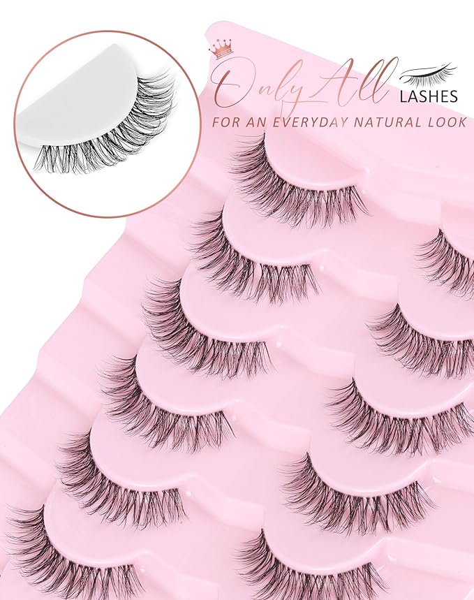 Onlyall Clear Band Lashes Natural False Eyelashes C Curl Lashes Fake Eyelashes Natural Lashes H18