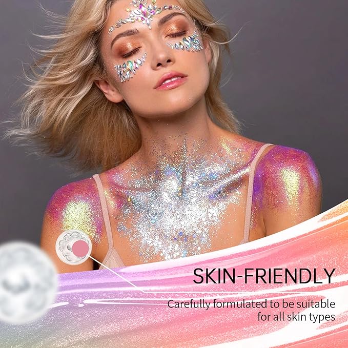 Face and Body Glitter Stick,Holographic Sparkling Neon Outfit Singer Concert Music Rave Festival Party Accessories Glitter Gel. (Pink)