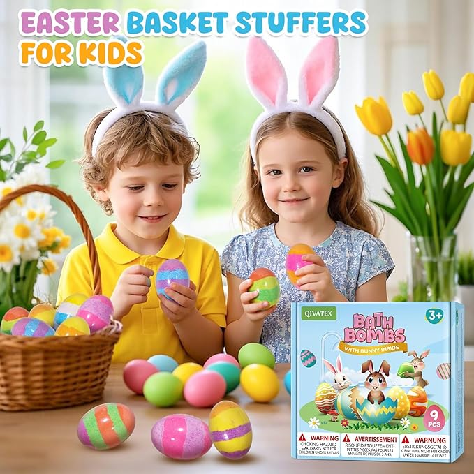 Bath Bombs with Toys Inside, Valentines Day Gifts for Kids, Easter Basket Stuffers, Natural & Organic Kids Bath Bombs, Bubble Bath Birthday Gifts Set for Kid Boys and Girls Ages 3+