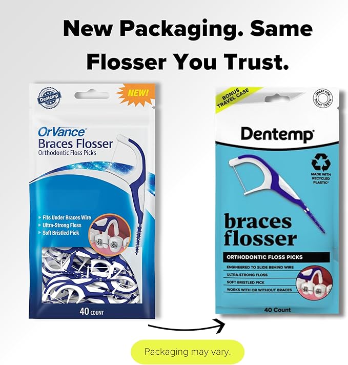 OrVance Braces Flosser - Designed for Braces for an Easy & Effective Clean, Ultra Strong Floss - 40 Count (Pack of 4) - (Packaging May Vary)
