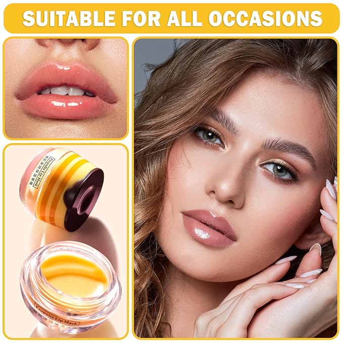 Bee Lip Balm Honey Pot,4 PCS Moisturizing