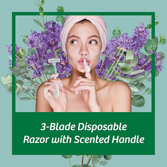BIC Soleil Escape Scented Women's Disposable Razors, 3 Blades, Comfortable Shave, Lavender & Eucalyptus Scented Handle Shaving Razors for Women, 4 Count (Pack of 2)